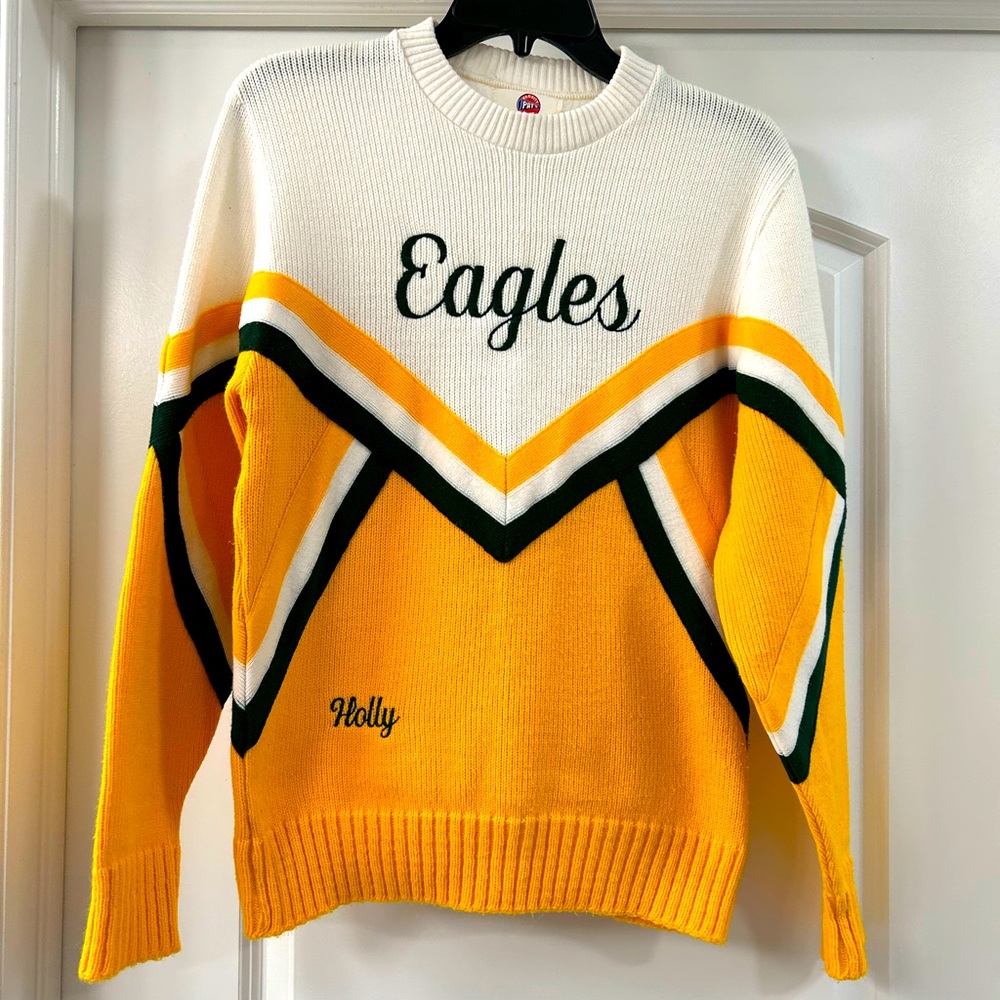 vintage 80s varsity EAGLES cheerleader sweater, acrylic